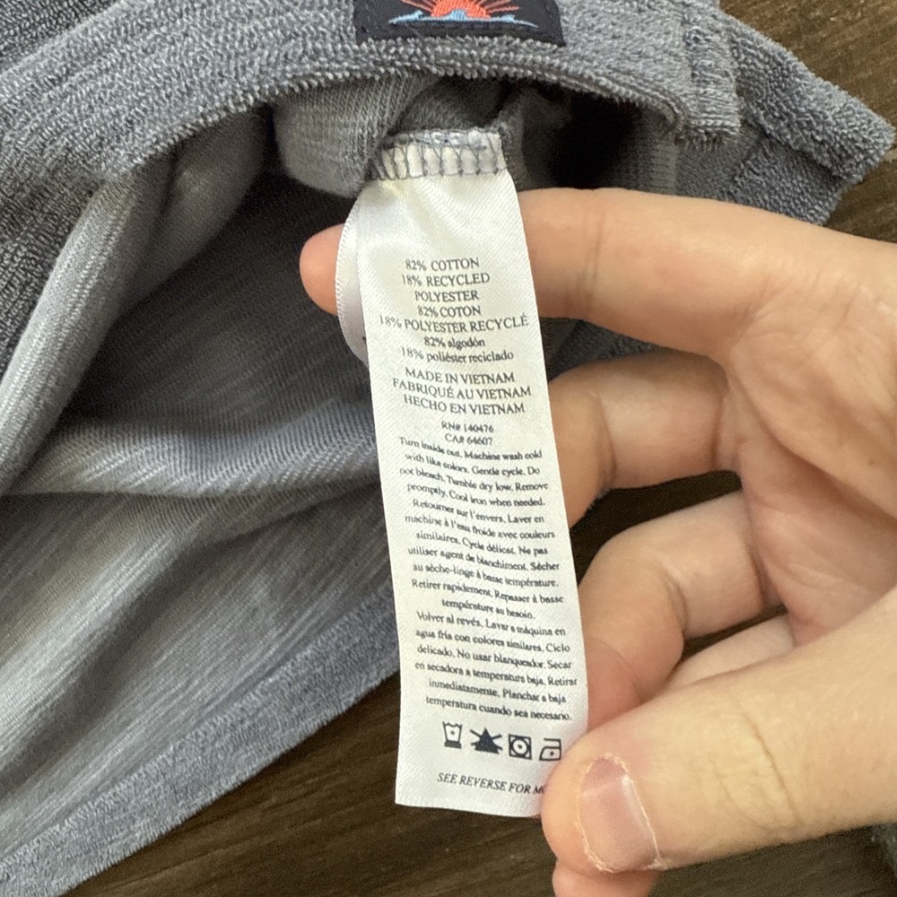 Faherty Cabana Polo Shirt Men Medium Towel Terry Surf Stripe Blue White Beach - Picture 9 of 10